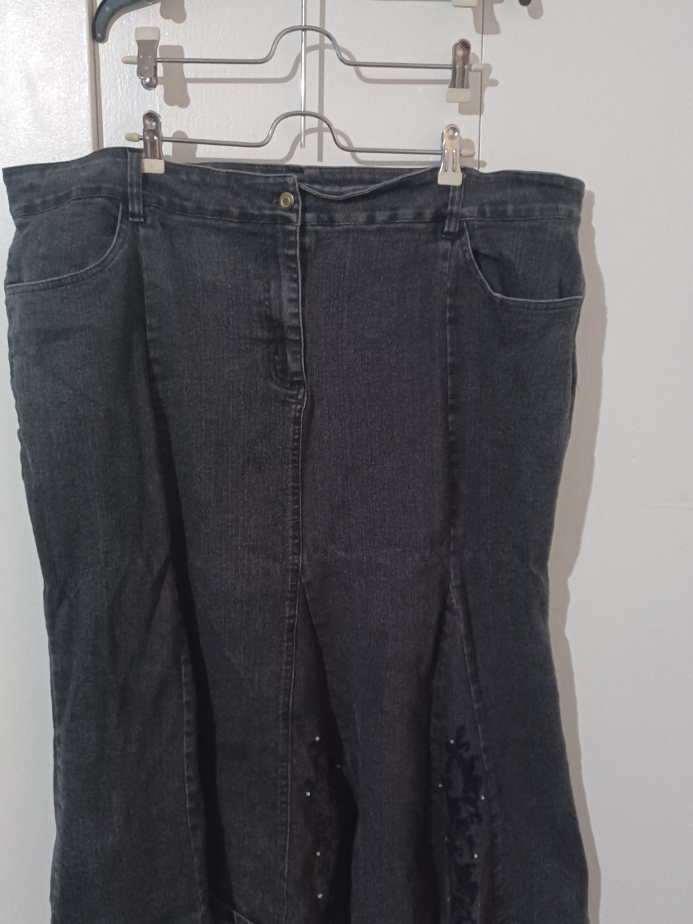 Women’s Black Denim Skirt with Flared Hem